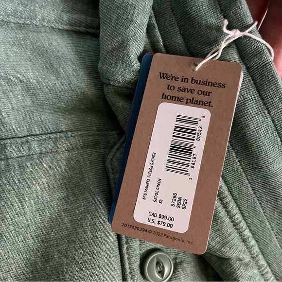Patagonia Mahnya Men’s  XS  Fleece shorts in seige green NWT - Picture 6 of 10